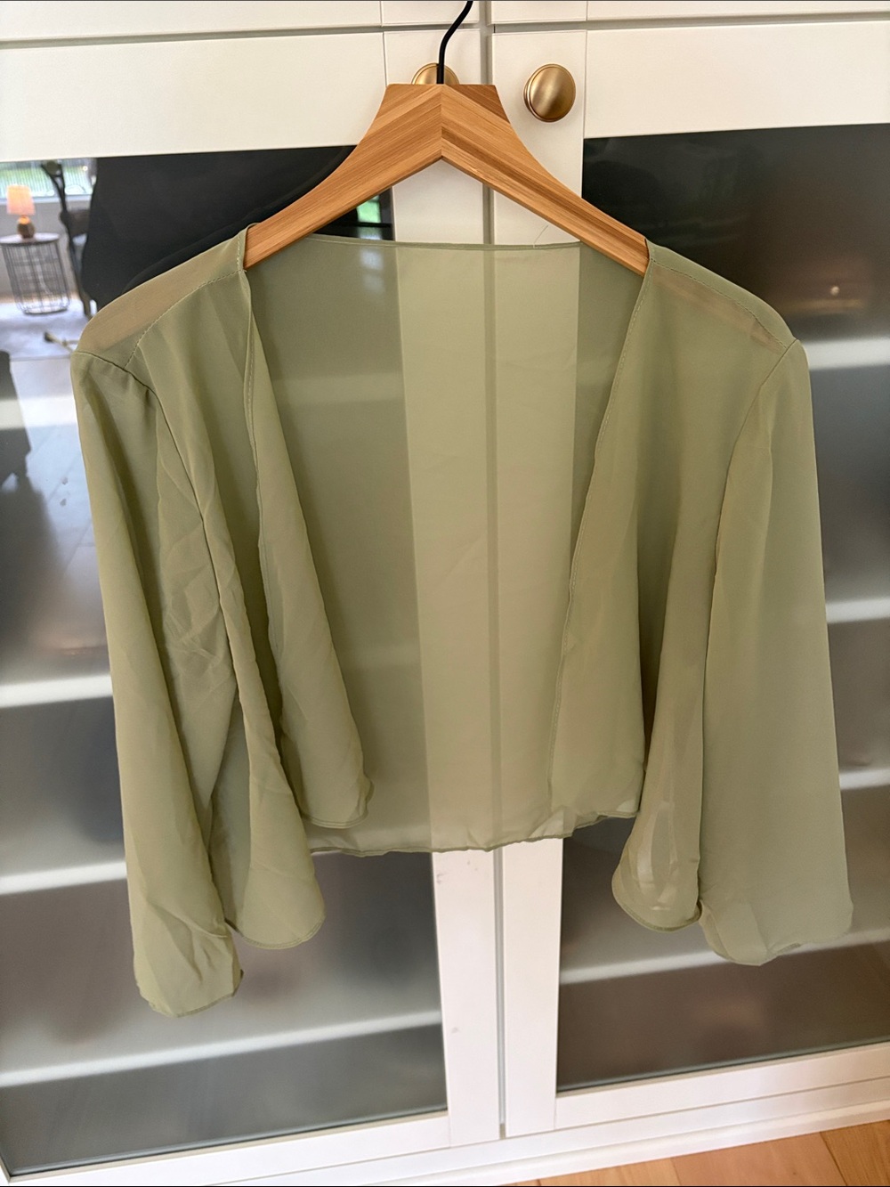 NEW Azazie Fischer Sheer Chiffon Drape Wrap Pistachio - A14